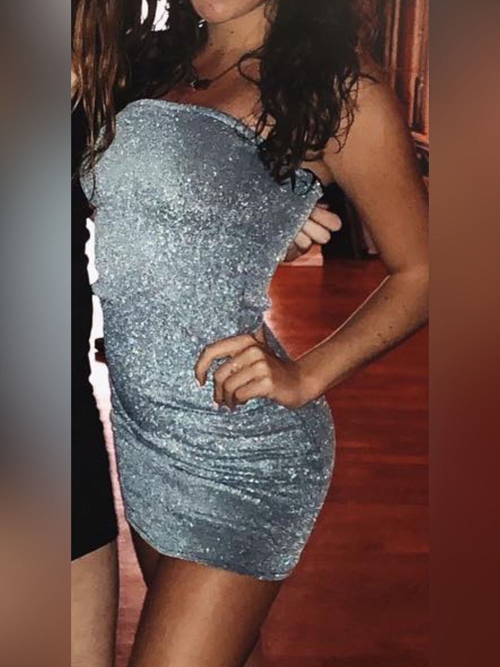 Forever 21 Silver glitter mini bodycon dress #glamour #party